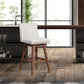 Beige and Wood Brown Solid Wood Bar Height Swivel Bar Chair By Homeroots | Bar Stools | Modishstore - 7