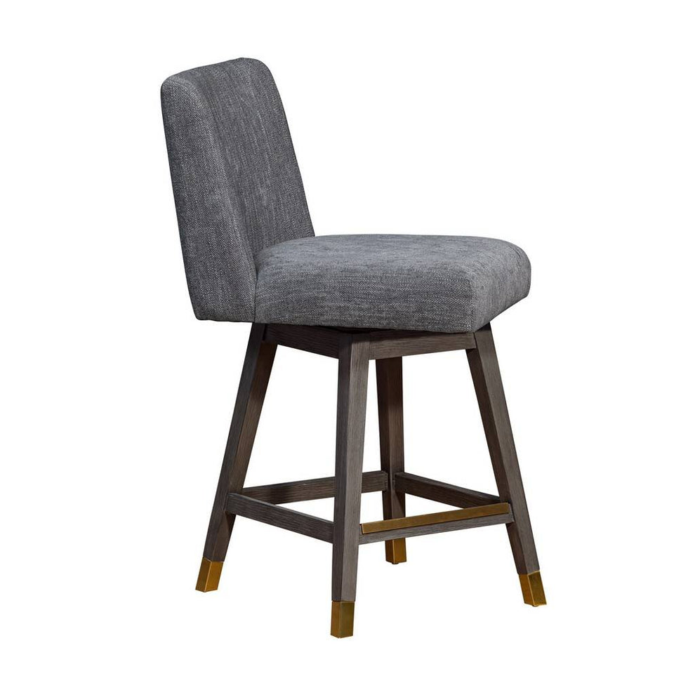 Gray and Brown Solid Wood Counter Height Swivel Bar Chair By Homeroots | Bar Stools | Modishstore - 2