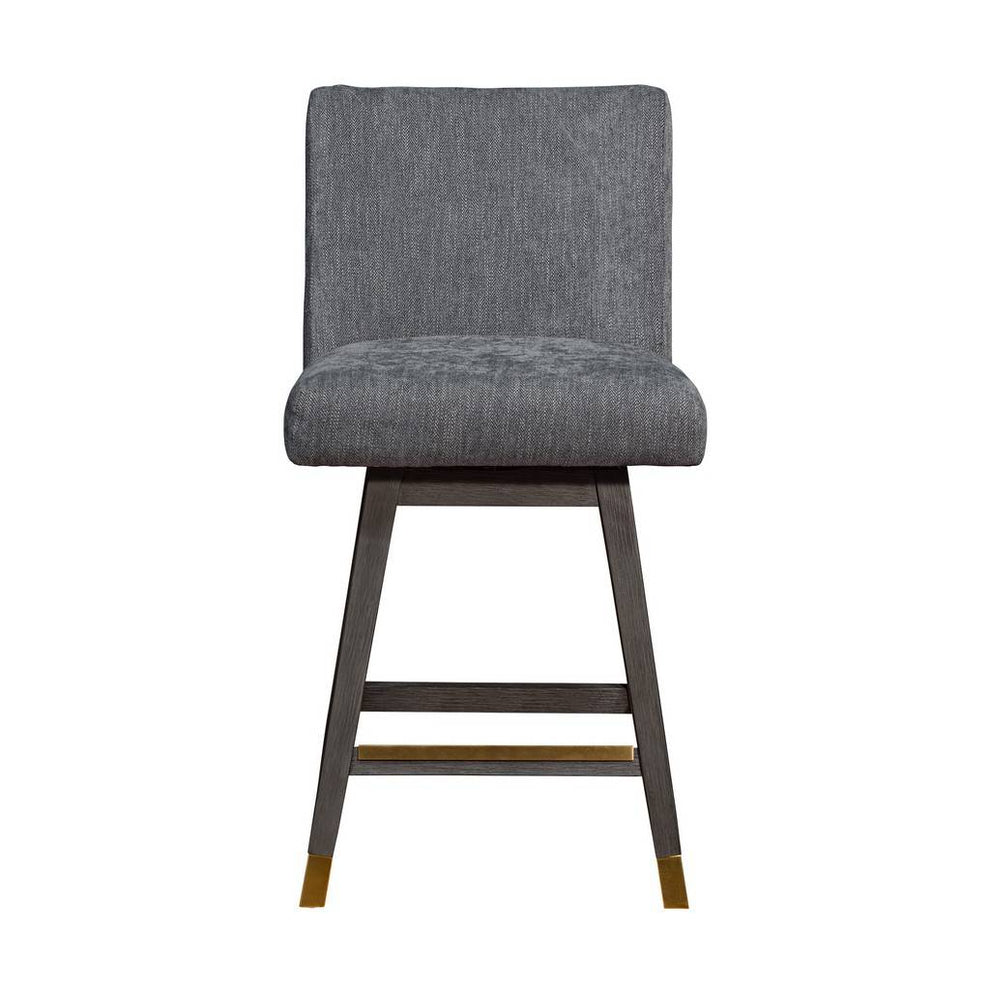 Gray and Brown Solid Wood Counter Height Swivel Bar Chair By Homeroots | Bar Stools | Modishstore - 3