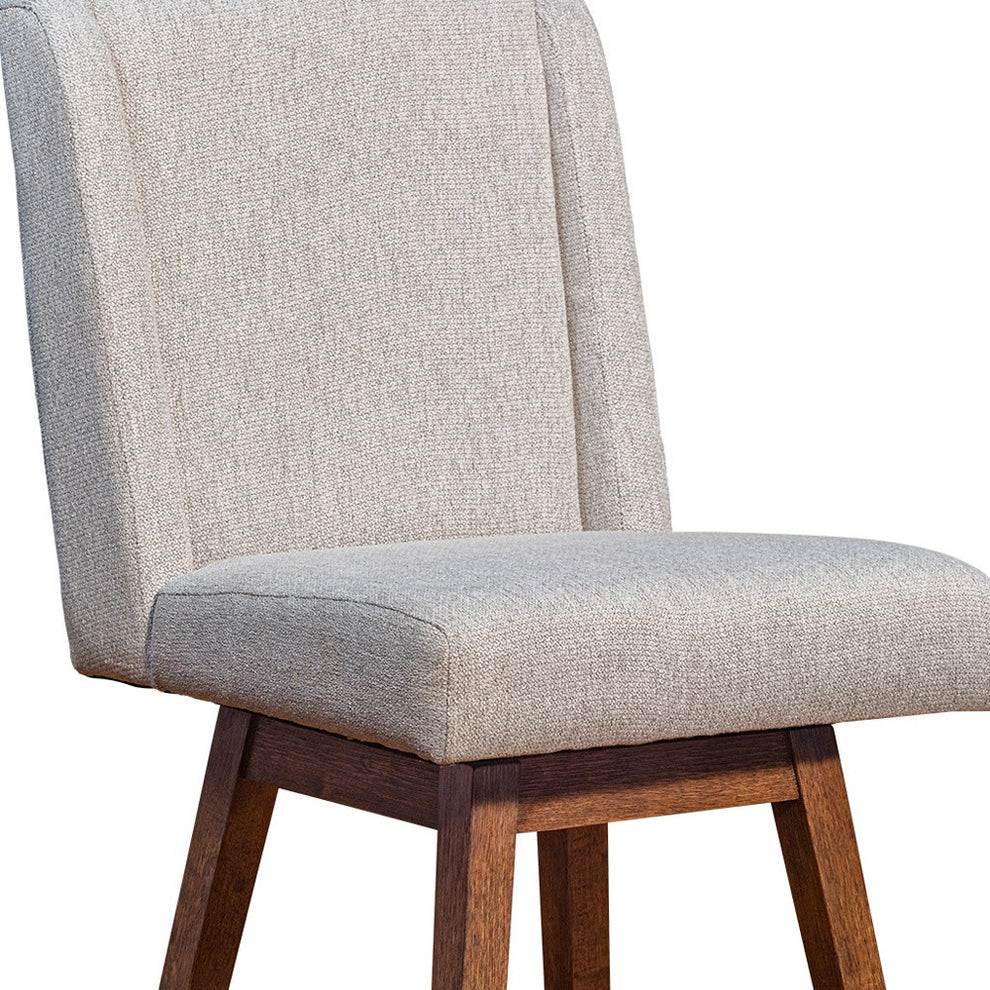 Taupe and Brown Solid Wood Swivel Bar Chair By Homeroots | Bar Stools | Modishstore - 7