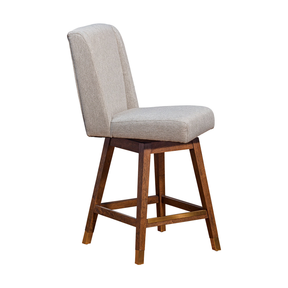 Taupe and Brown Solid Wood Swivel Bar Chair By Homeroots | Bar Stools | Modishstore - 4