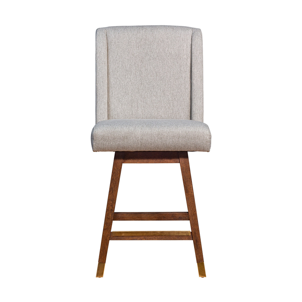 Taupe and Brown Solid Wood Swivel Bar Chair By Homeroots | Bar Stools | Modishstore - 2