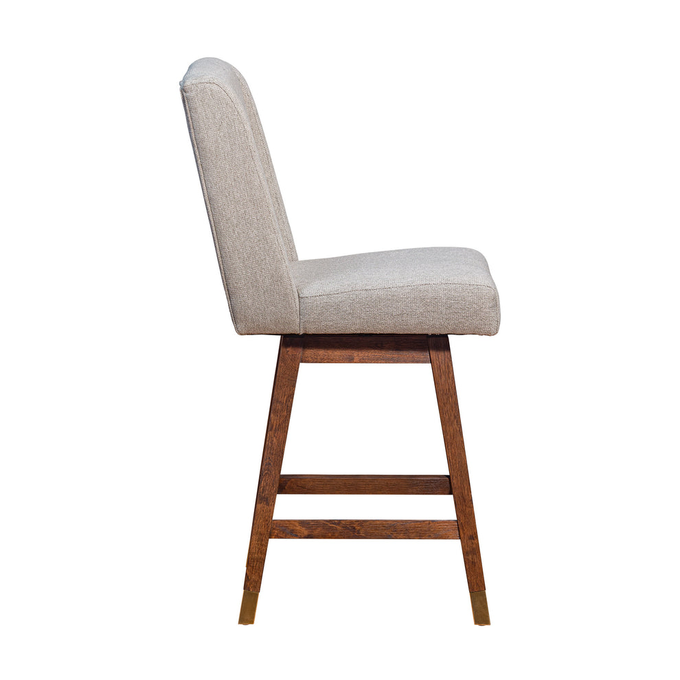 Taupe and Brown Solid Wood Swivel Bar Chair By Homeroots | Bar Stools | Modishstore - 5