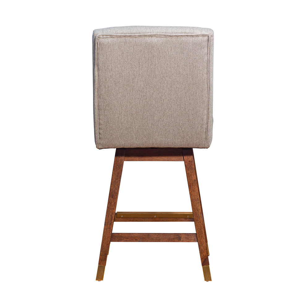 Taupe and Brown Solid Wood Swivel Bar Chair By Homeroots | Bar Stools | Modishstore - 8
