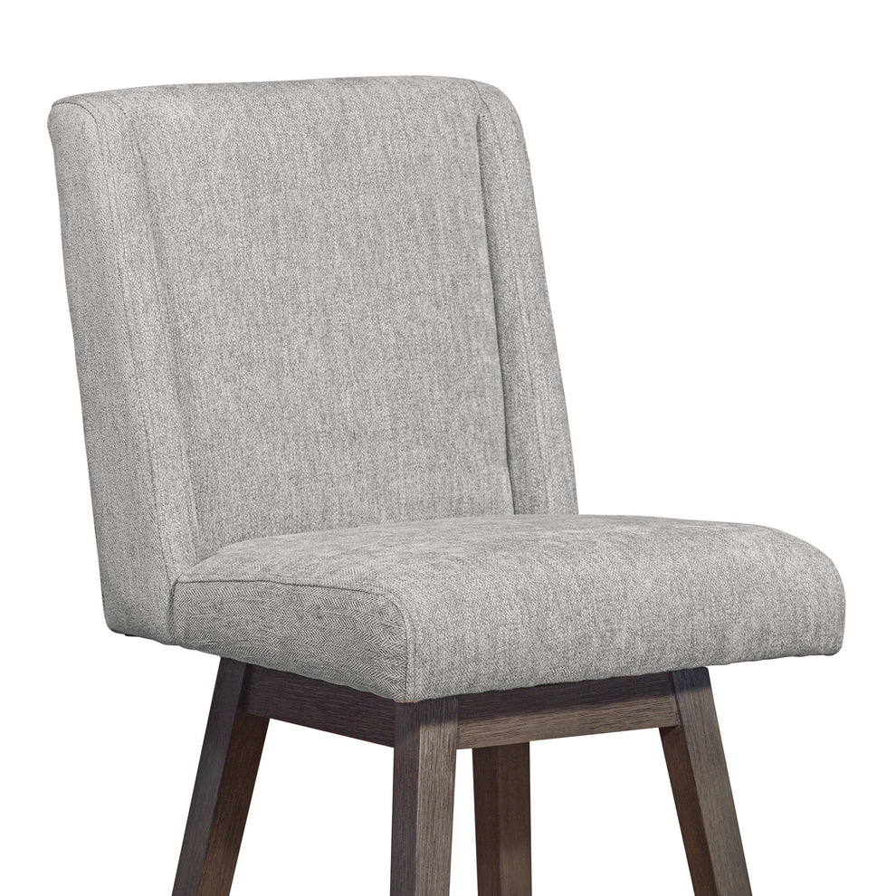 Brown and Gray Fabric and Solid Wood Counter Height Swivel Bar Chair By Homeroots | Bar Stools | Modishstore - 7