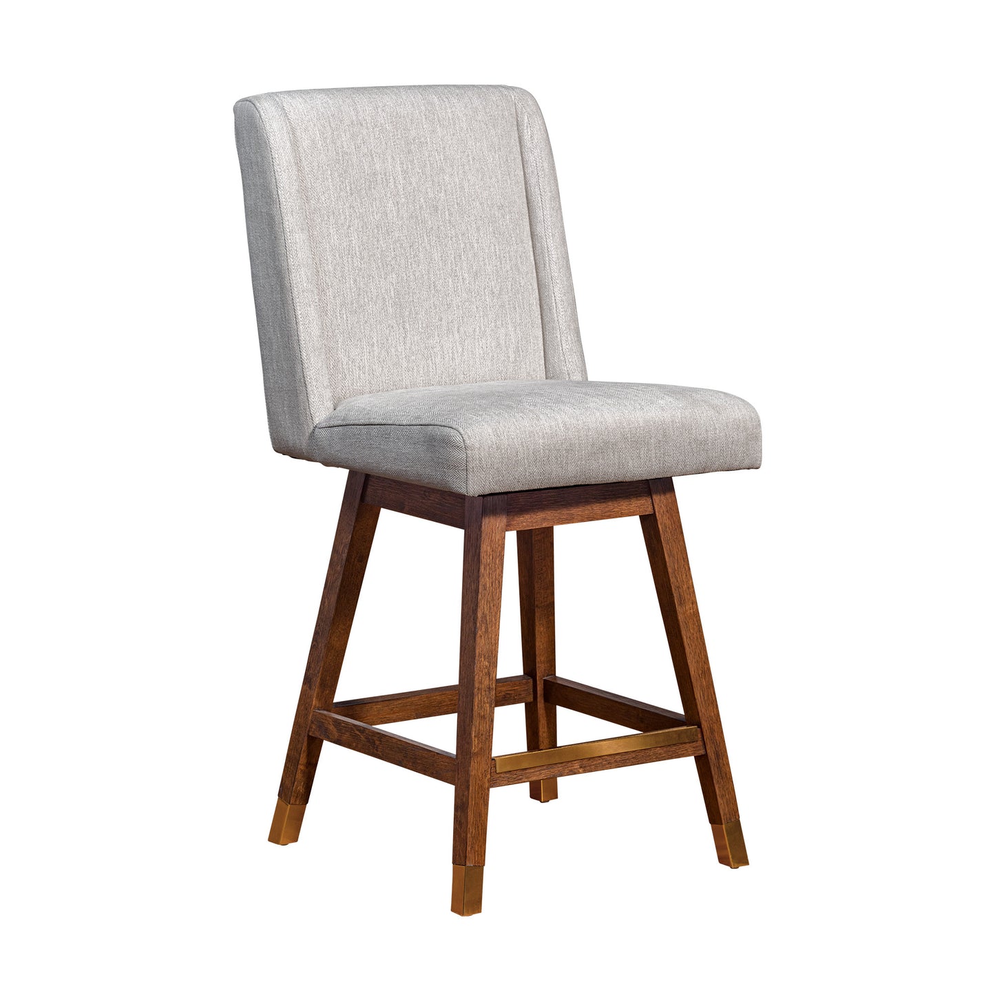 Beige and Brown Fabric and Solid Wood Counter Height Swivel Bar Chair By Homeroots | Bar Stools | Modishstore - 3