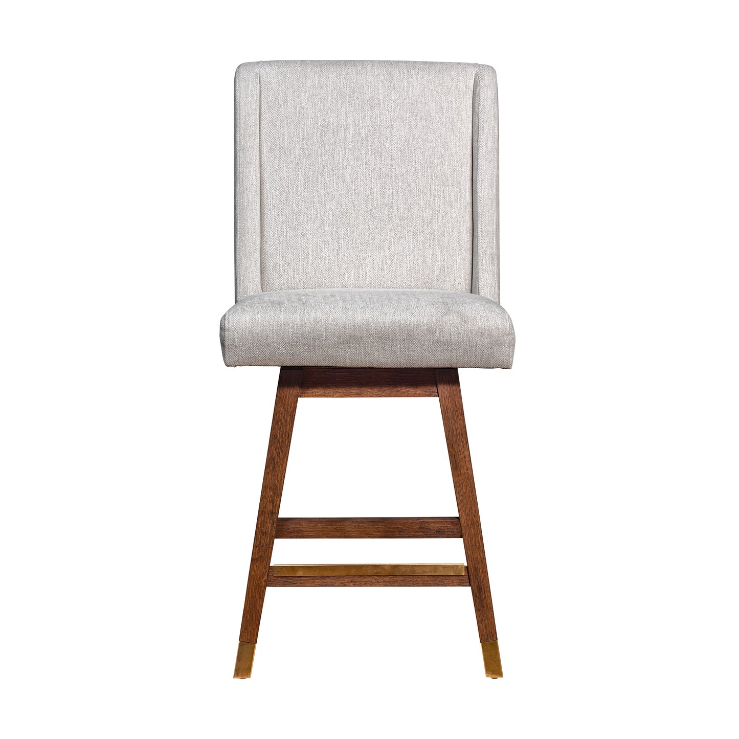 Beige and Brown Fabric and Solid Wood Counter Height Swivel Bar Chair By Homeroots | Bar Stools | Modishstore - 1