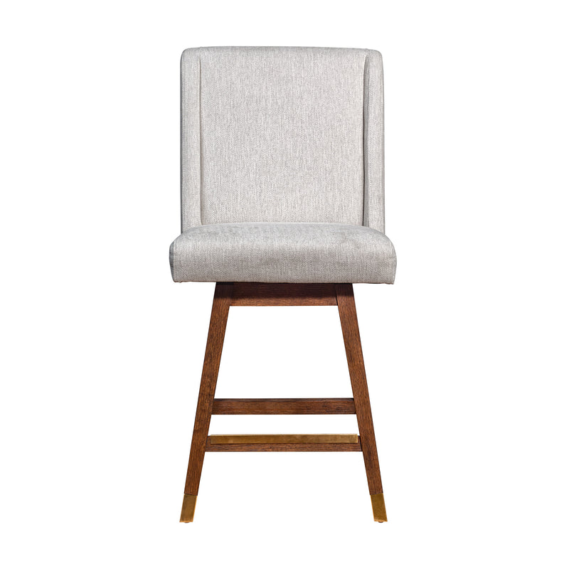 Beige and Brown Fabric and Solid Wood Counter Height Swivel Bar Chair By Homeroots | Bar Stools | Modishstore - 1