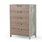 Brown Oak And Grey Solid And Manufactured Wood Five Drawer Chest By Homeroots | Dressers | Modishstore - 2