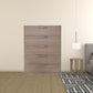 Brown Oak And Grey Solid And Manufactured Wood Five Drawer Chest By Homeroots | Dressers | Modishstore - 3