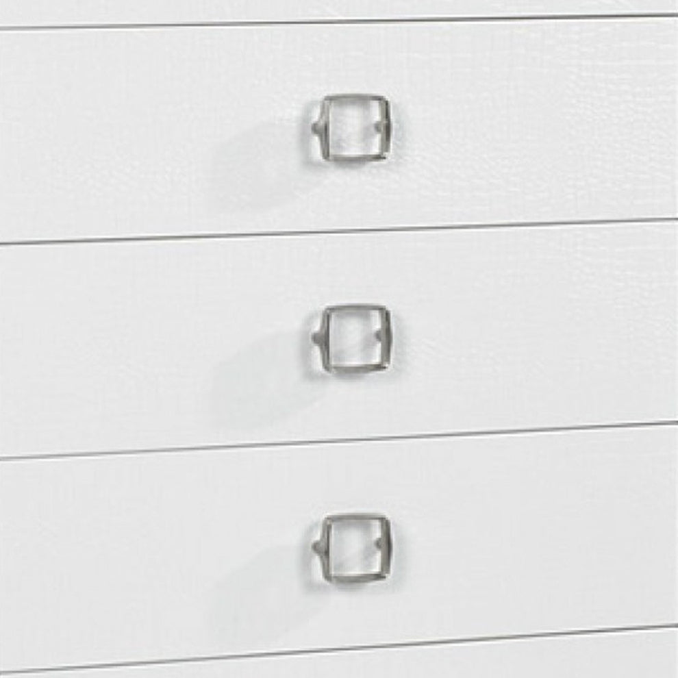 White Manufactured Wood + Solid Wood Stainless Steel Six Drawer Chest By Homeroots | Dressers | Modishstore - 3