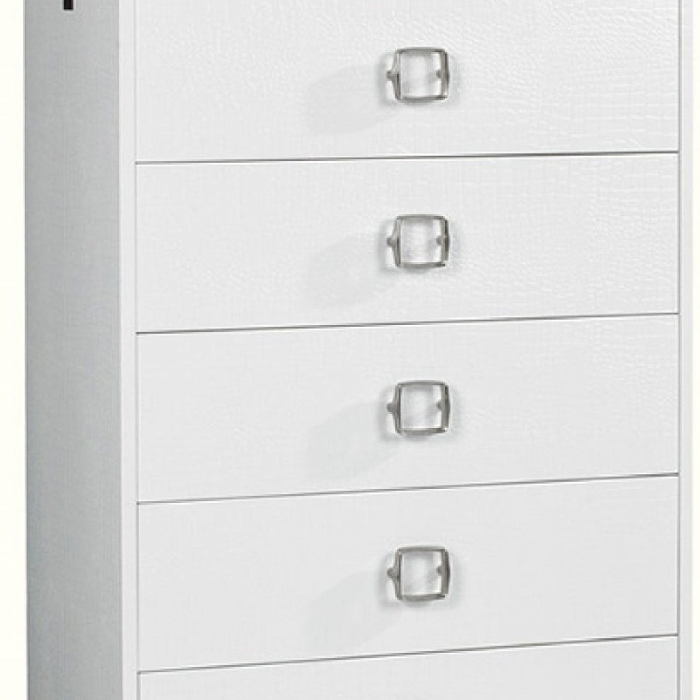 White Manufactured Wood + Solid Wood Stainless Steel Six Drawer Chest By Homeroots | Dressers | Modishstore - 4