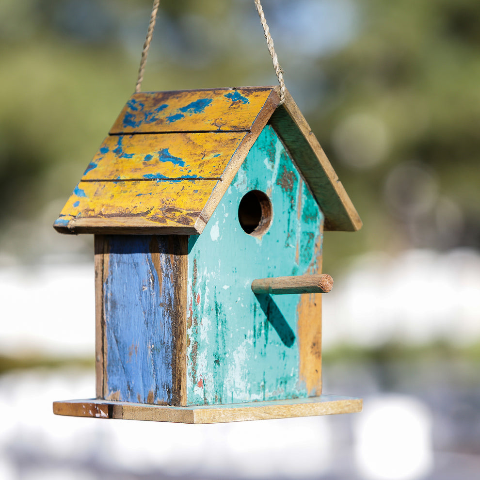 Boatwood Bird House - Straight Set of 4 By Garden Age Supply | Sculptures | Modishstore - 3