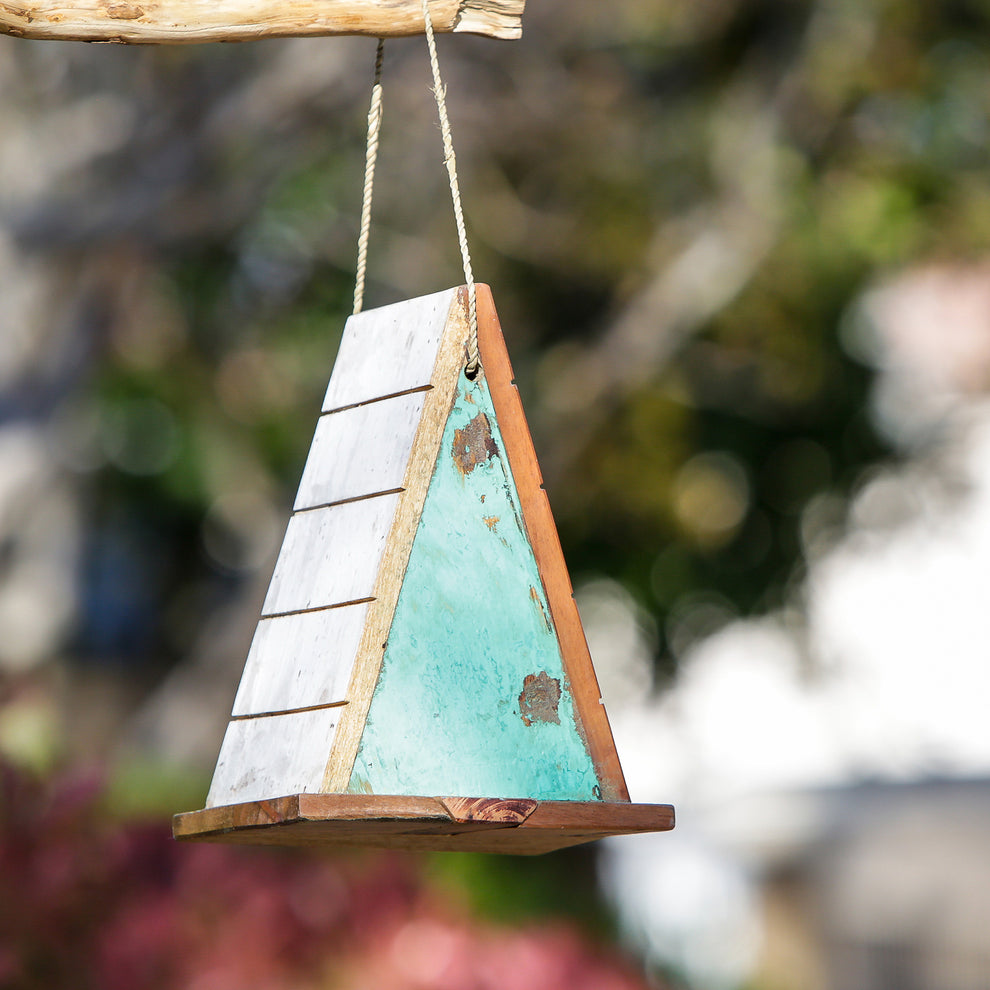 Boatwood Bird House - Triangle Set of 4 By Garden Age Supply | Sculptures | Modishstore - 2
