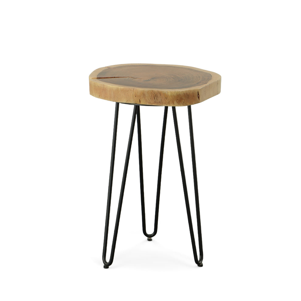 Black Solid Wood And Iron Round End Table By Homeroots | End Tables | Modishstore - 3