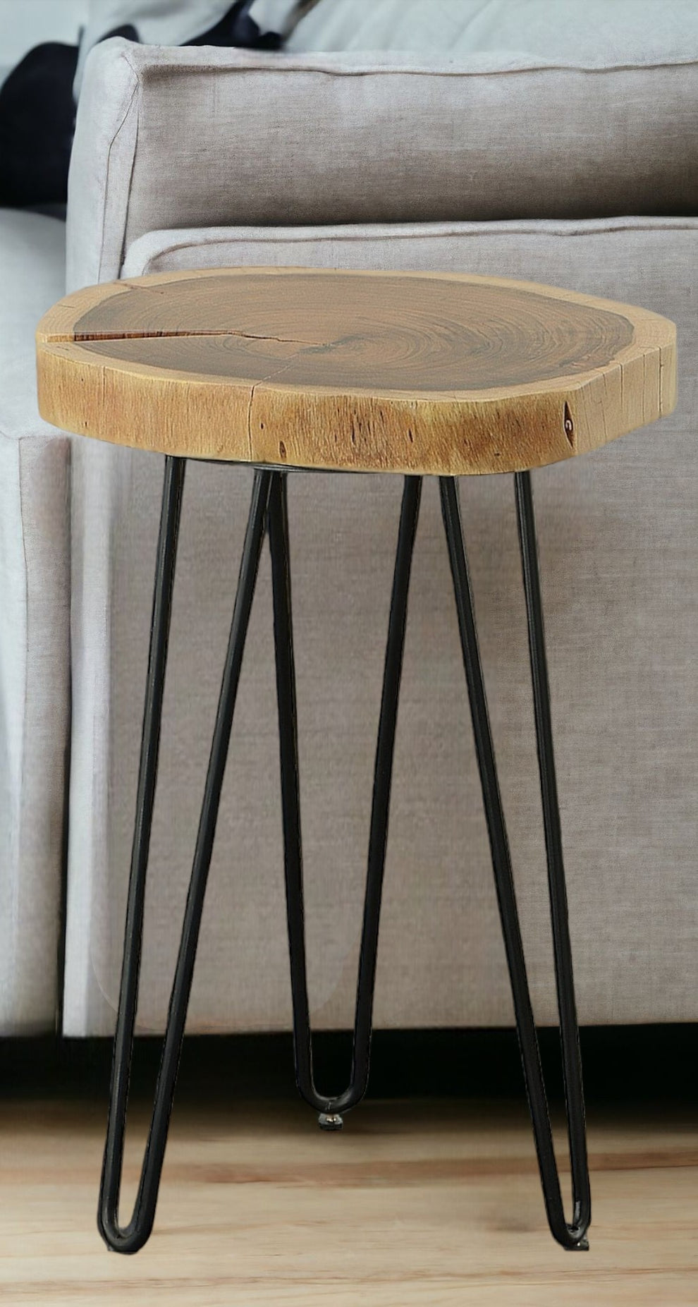 Black Solid Wood And Iron Round End Table By Homeroots | End Tables | Modishstore - 2