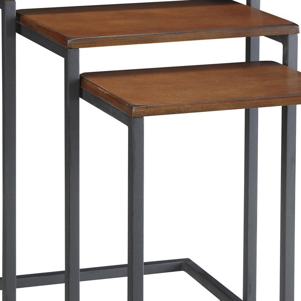 Black And Brown Manufactured Wood Rectangular End Table By Homeroots | End Tables | Modishstore - 3