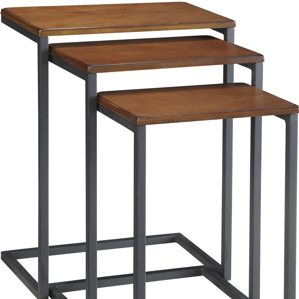 Black And Brown Manufactured Wood Rectangular End Table By Homeroots | End Tables | Modishstore - 4