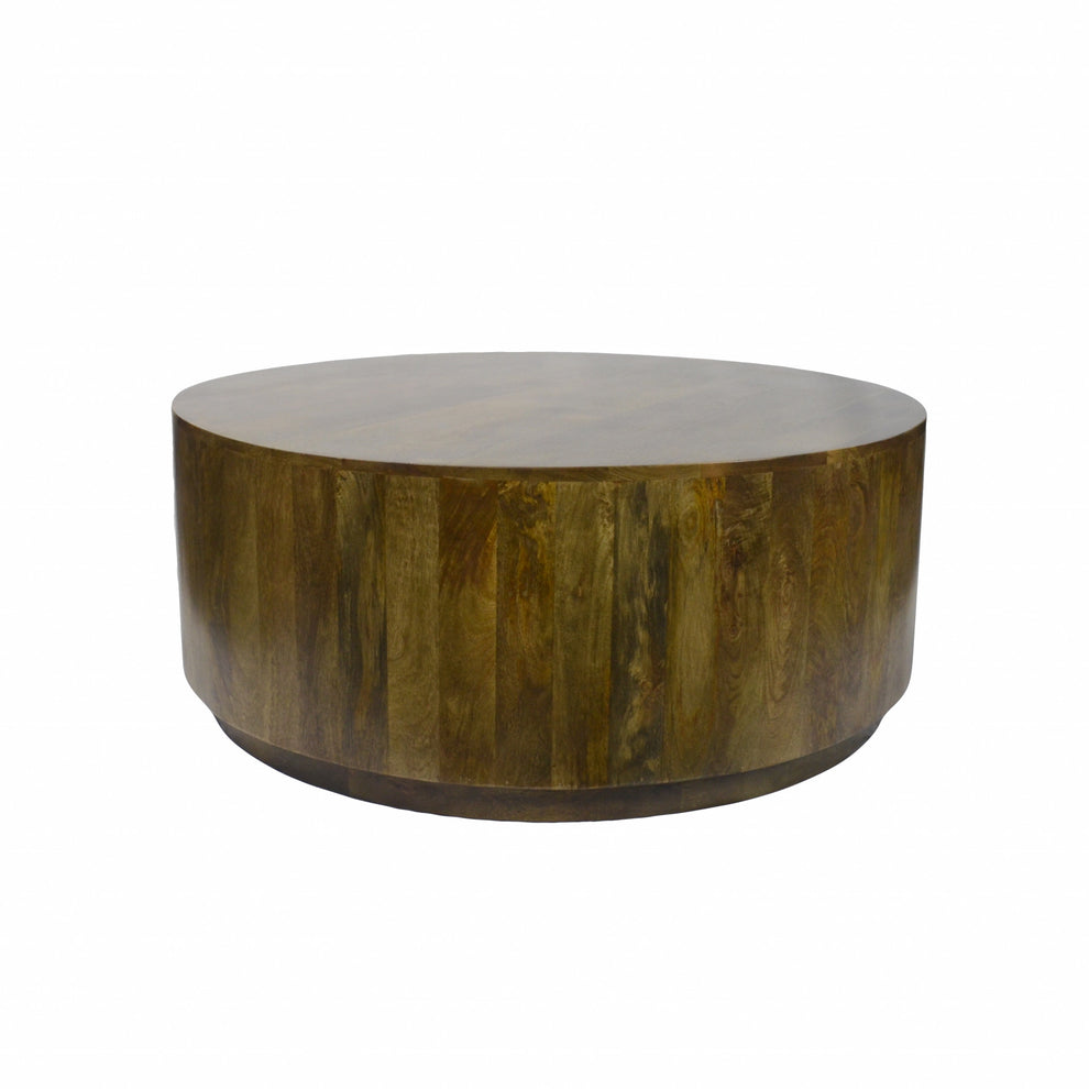 Brown Solid Wood Round Coffee Table By Homeroots | Coffee Tables | Modishstore - 4