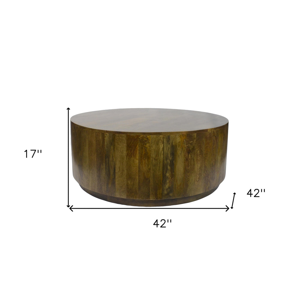 Brown Solid Wood Round Coffee Table By Homeroots | Coffee Tables | Modishstore - 3