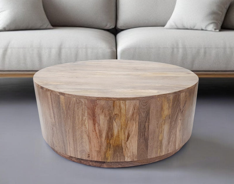 Natural Solid Wood Round Coffee Table By Homeroots | Coffee Tables | Modishstore - 1