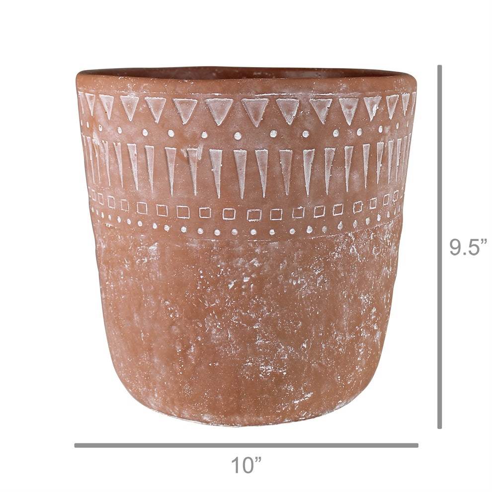 Lima Cachepot, Cement, Terra Cotta - Large Set Of 4 By HomArt | Planters, Troughs & Cachepots | Modishstore - 2
