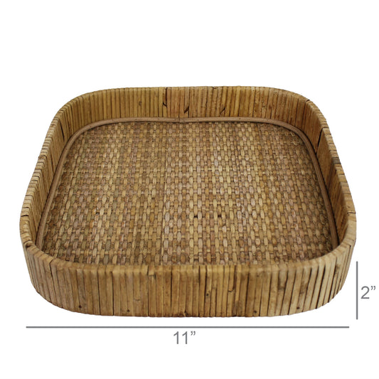Cayman Tray, Rattan, Square - Small Set Of 4 By HomArt | Decorative Trays & Dishes | Modishstore