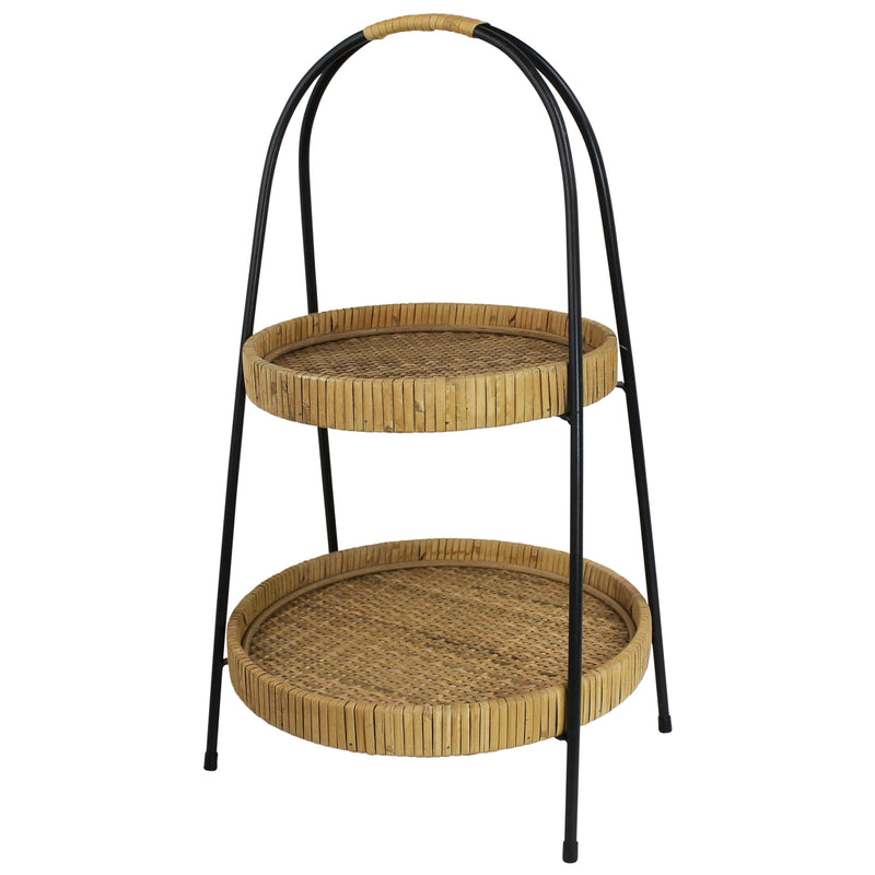 Cayman 2-Tier Stand, Rattan By HomArt | Stands | Modishstore - 1