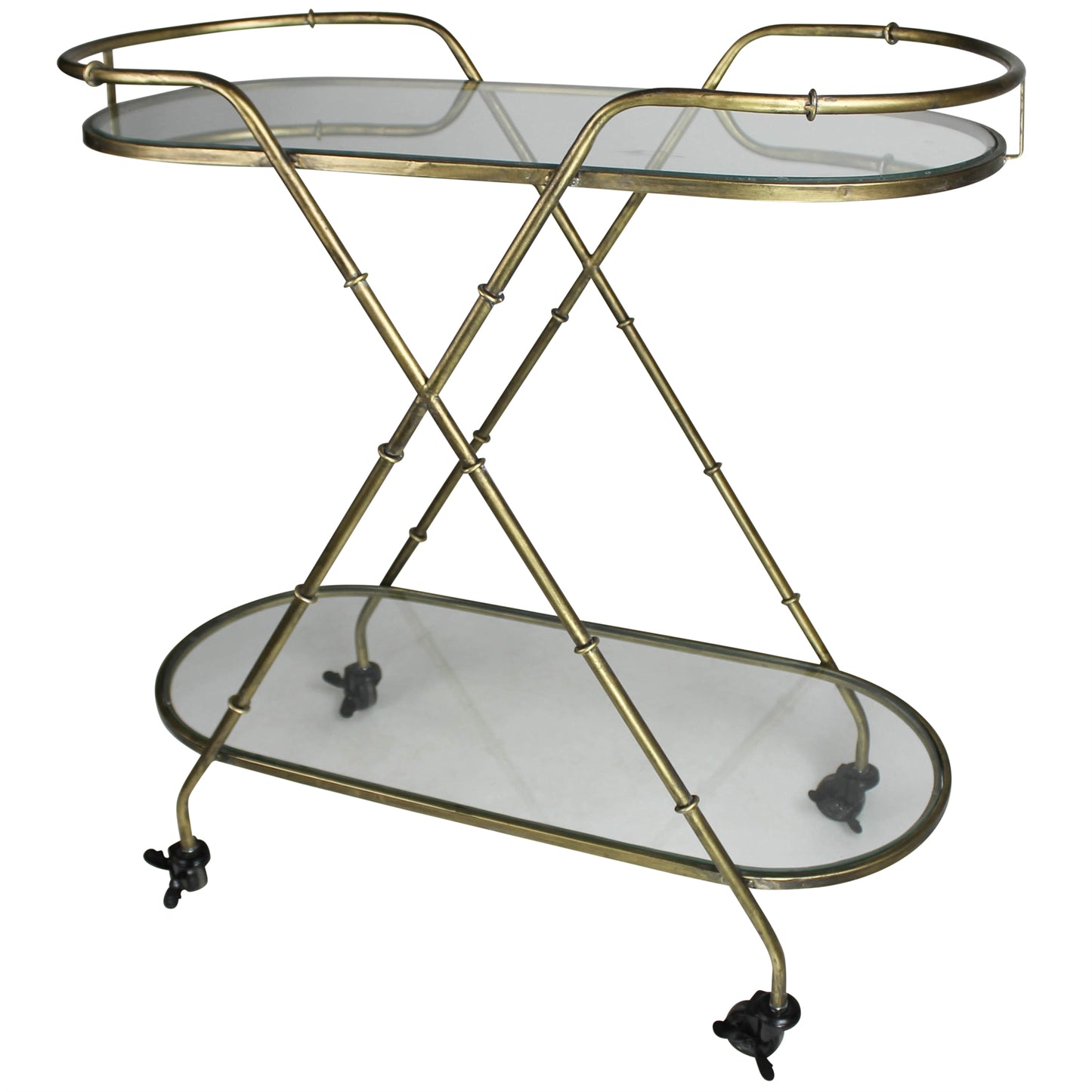 Vera Serving Cart, Brass & Glass, Oval By HomArt | Bar Carts | Modishstore - 3