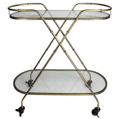 Vera Serving Cart, Brass & Glass, Oval By HomArt