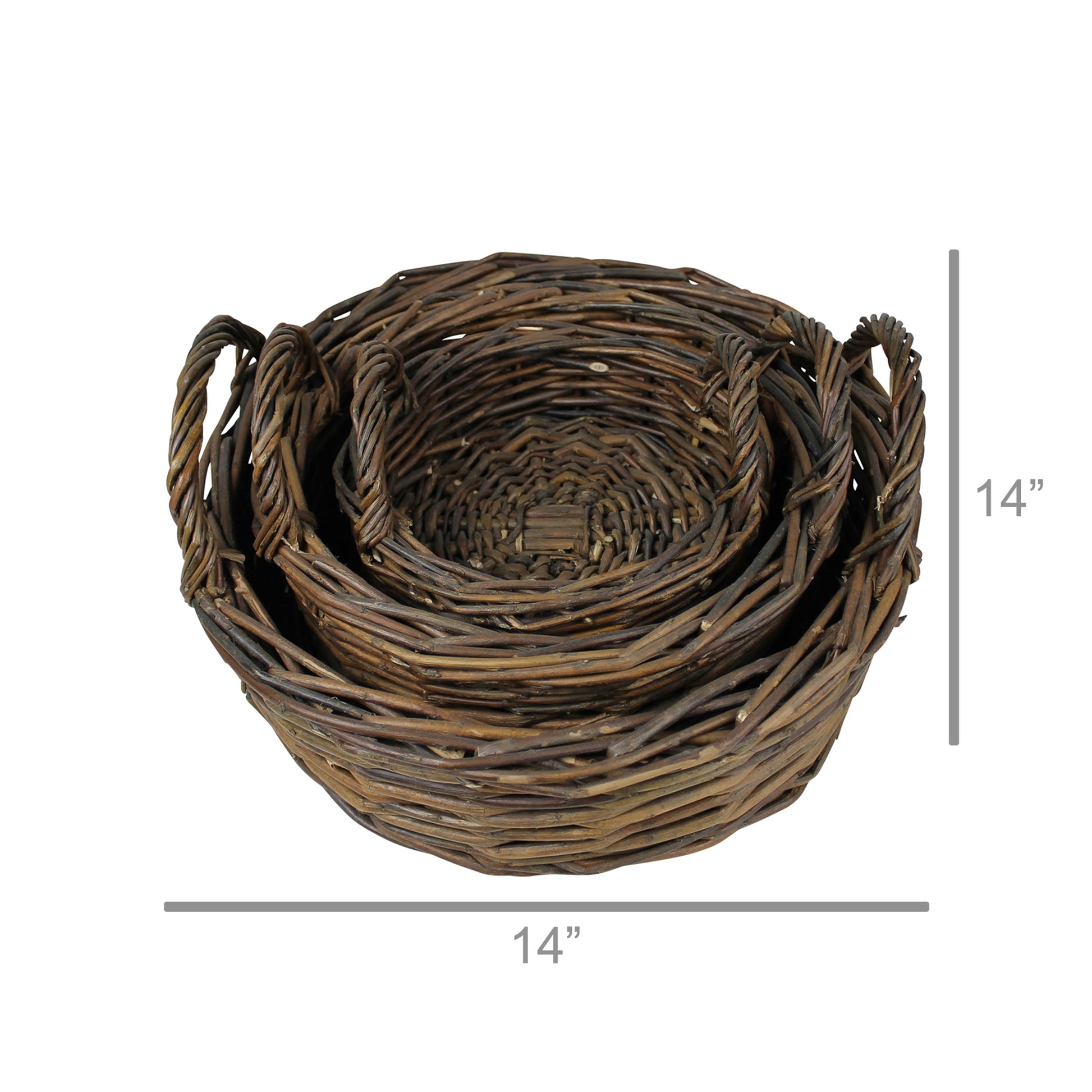 Round Baskets, Willow - Set of 6 By HomArt | Bins, Baskets & Buckets | Modishstore - 3