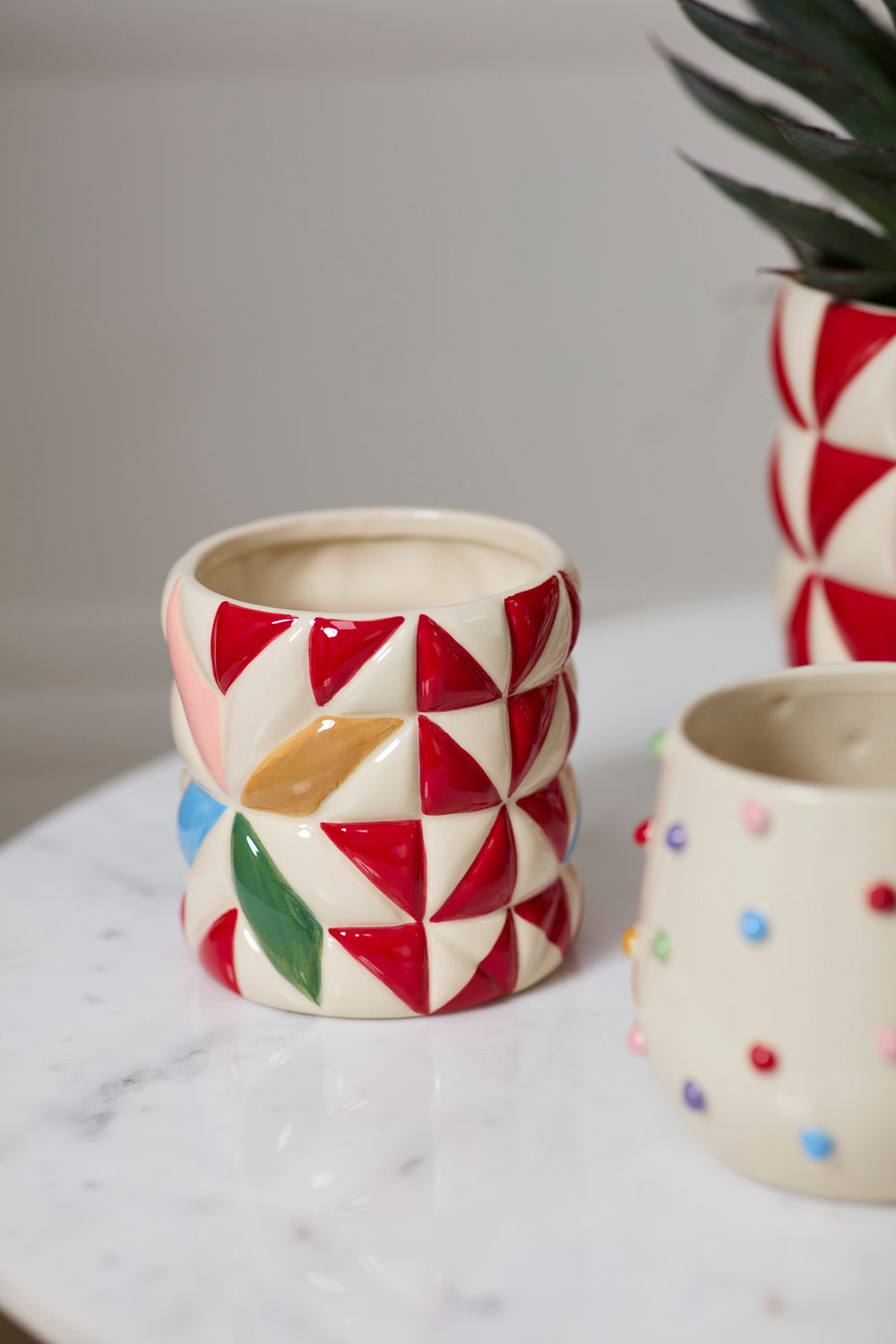 Cozy Quilt Pot Set of 4 By Accent Decor | Planters, Troughs & Cachepots | Modishstore - 5