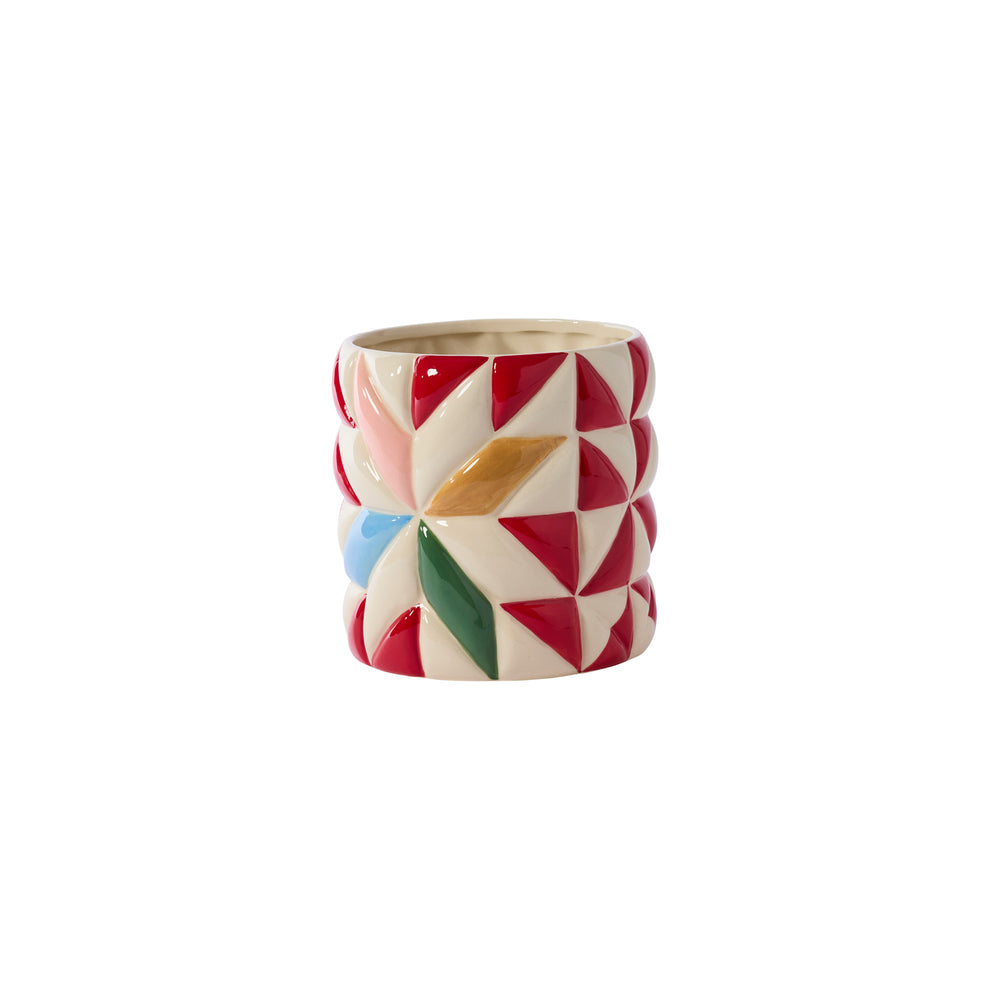 Cozy Quilt Pot Set of 4 By Accent Decor | Planters, Troughs & Cachepots | Modishstore - 7