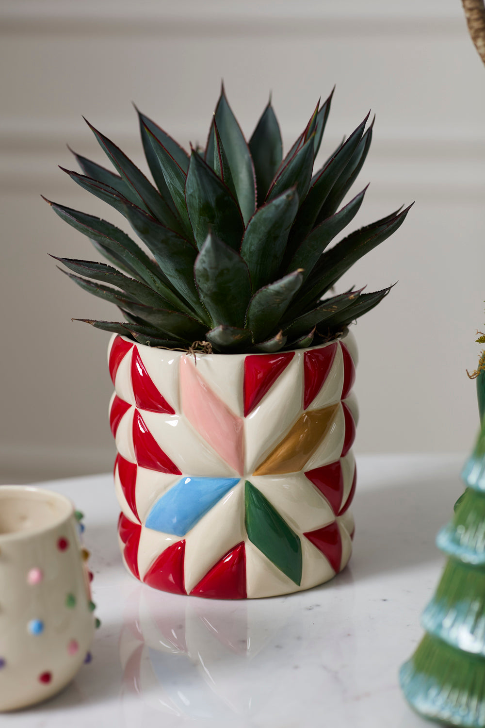 Cozy Quilt Pot Set of 4 By Accent Decor | Planters, Troughs & Cachepots | Modishstore - 8