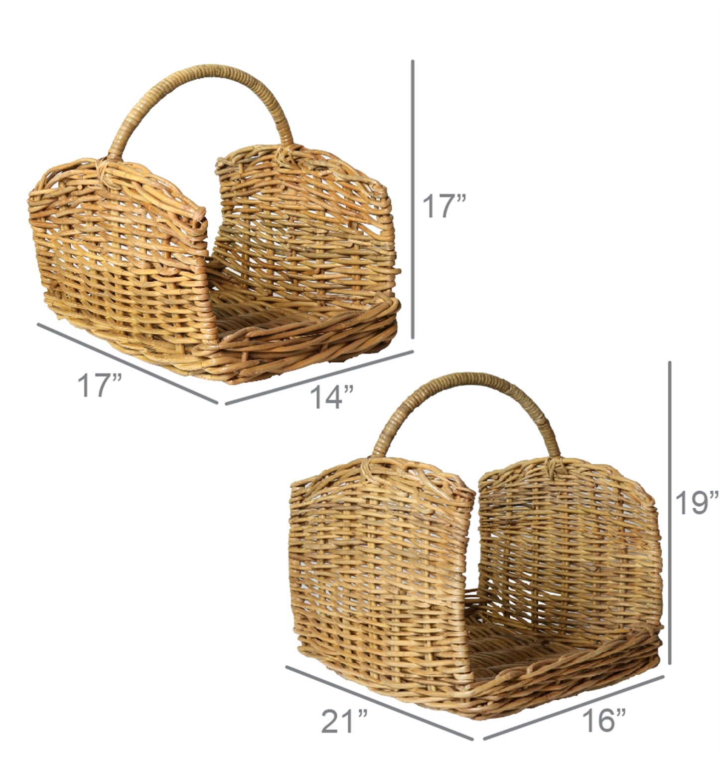 Monterey Rattan Log Basket - Set of 2 - Rustique Honey By HomArt | Bins, Baskets & Buckets | Modishstore - 7