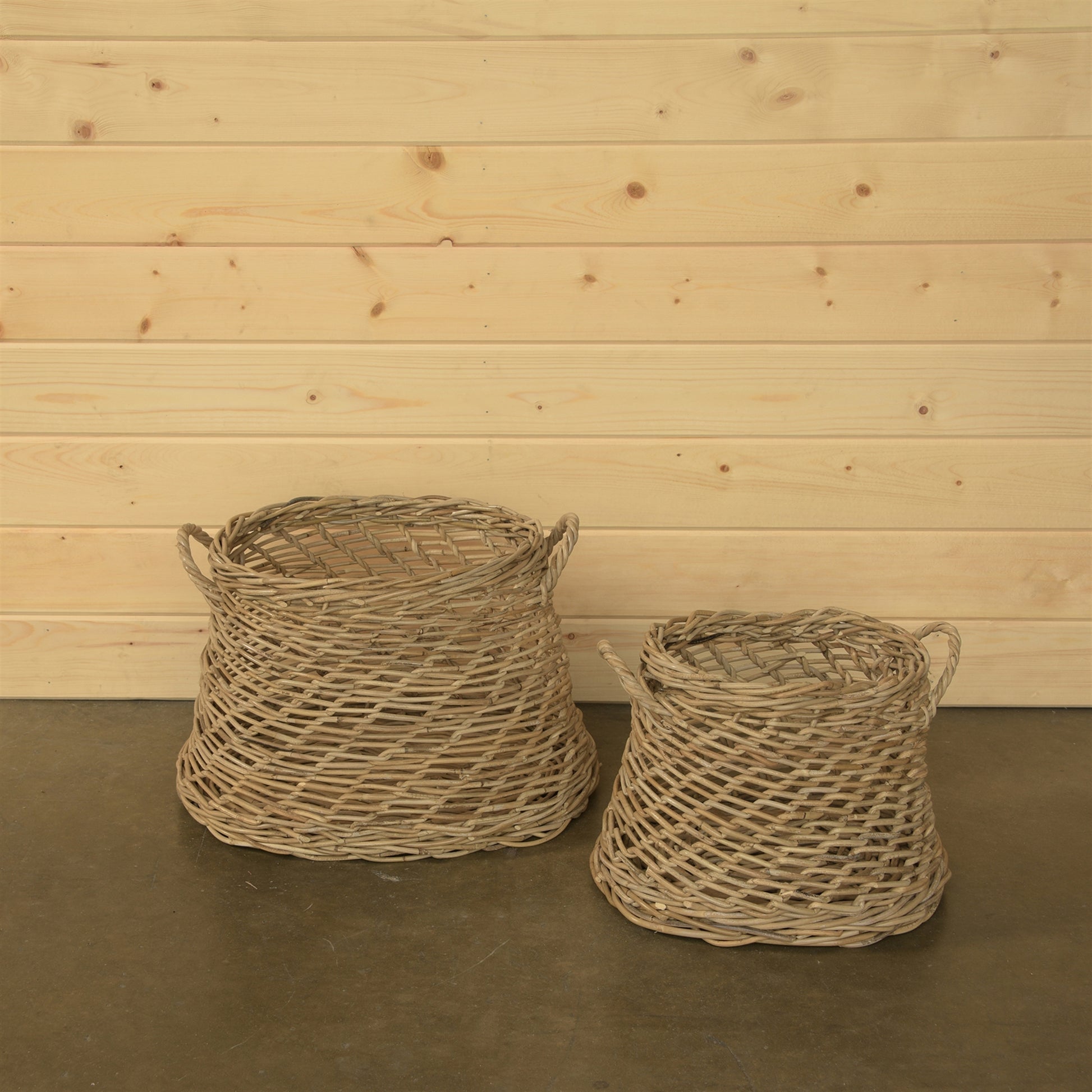 Coronado Rattan Oval Basket - Set of 2 - Rustique Grey By HomArt | Bins, Baskets & Buckets | Modishstore - 6
