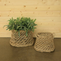 Coronado Rattan Oval Basket - Set of 2 - Rustique Grey By HomArt