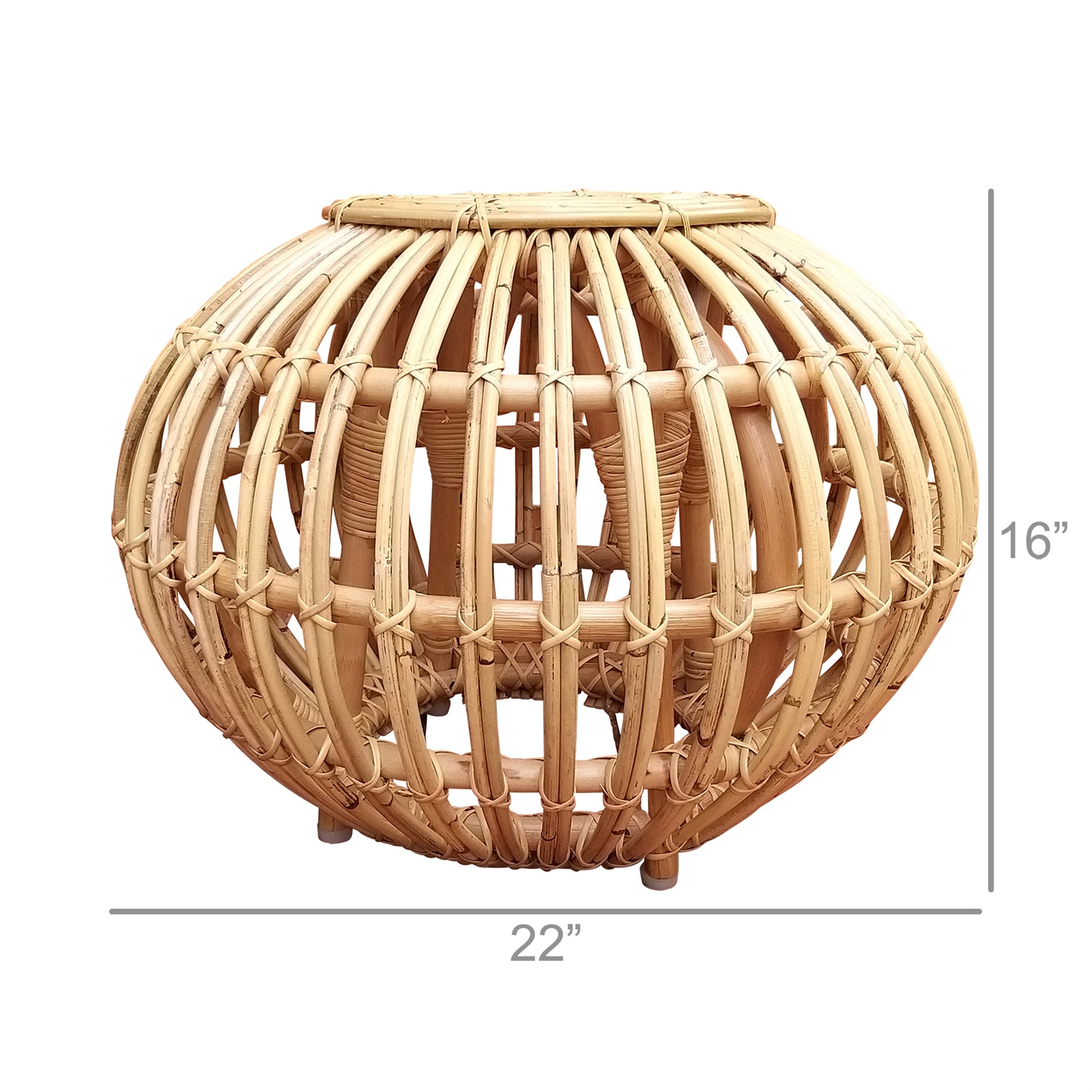 Boca Ottoman, Bamboo & Rattan By HomArt | Ottomans | Modishstore - 2