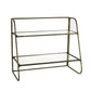 Lena Two-Tier Stand with Glass Shelves, Brass - Brass By HomArt | Stands | Modishstore - 2