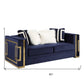 Blue And Gold Velvet Loveseat and Toss Pillows By Homeroots | Loveseats | Modishstore - 5