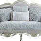 Light Gray And Champagne Linen Damask Loveseat and Toss Pillows By Homeroots | Loveseats | Modishstore - 2