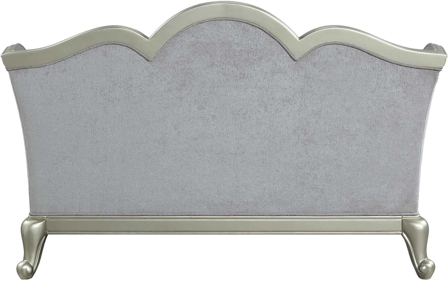 Light Gray And Champagne Linen Damask Loveseat and Toss Pillows By Homeroots | Loveseats | Modishstore - 5