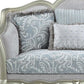 Light Gray And Champagne Linen Damask Loveseat and Toss Pillows By Homeroots | Loveseats | Modishstore - 6