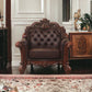 Dark Brown Faux Leather Tufted Chesterfield Chair And Toss Pillow By Homeroots | Accent Chairs | Modishstore - 5