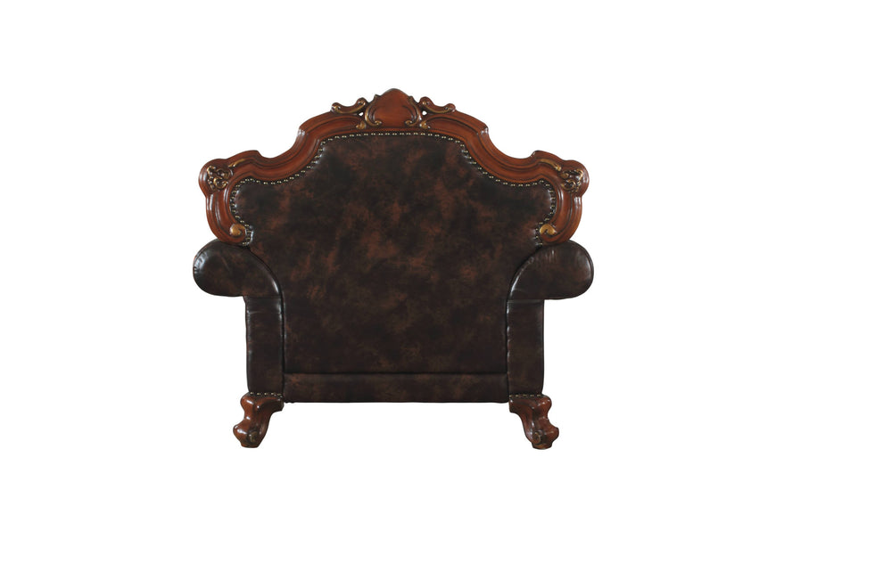 Chocolate Faux Leather Tufted Chesterfield Chair And Toss Pillow By Homeroots | Accent Chairs | Modishstore - 3