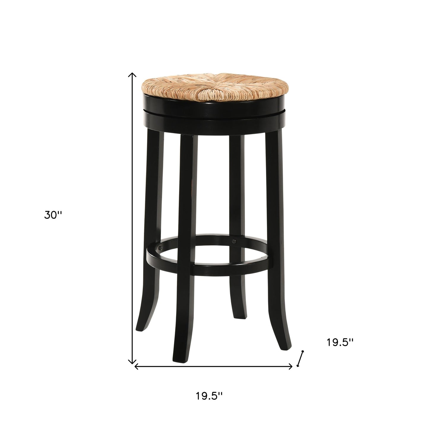 Natural And Black Solid Wood Swivel Backless Bar Height Bar Chair By Homeroots | Bar Stools | Modishstore - 4