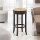 Natural and Espresso Rush and Solid Wood Backless Bar Height Swivel Bar Chair By Homeroots | Bar Stools | Modishstore - 4