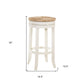 Natural And Antiqued White Solid Wood Swivel Backless Bar Height Bar Chair By Homeroots | Bar Stools | Modishstore - 5