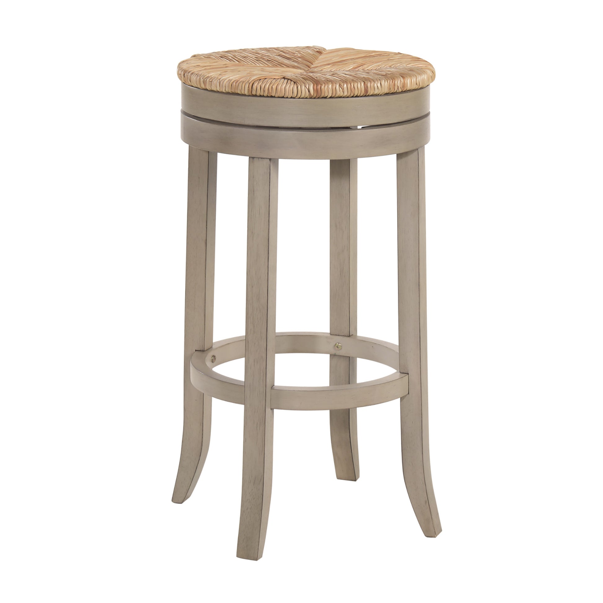 Natural And Gray Solid Wood Swivel Backless Bar Height Bar Chair By Homeroots | Bar Stools | Modishstore - 1
