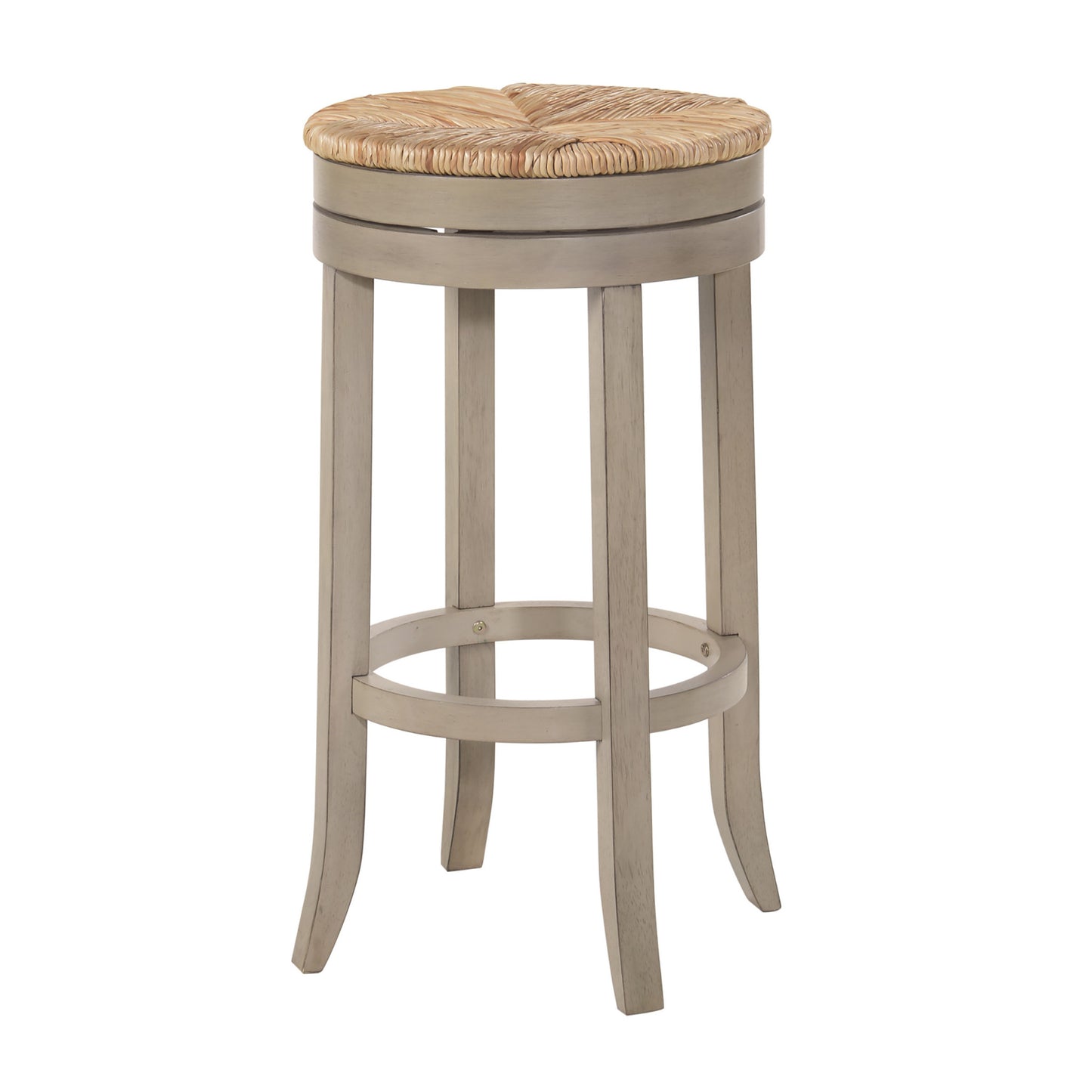 Natural And Gray Solid Wood Swivel Backless Bar Height Bar Chair By Homeroots | Bar Stools | Modishstore - 3